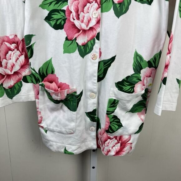 Vintage Adrienne Vittadini Cardigan Jacket Top Womens Small Rose Floral Print - Picture 3 of 6
